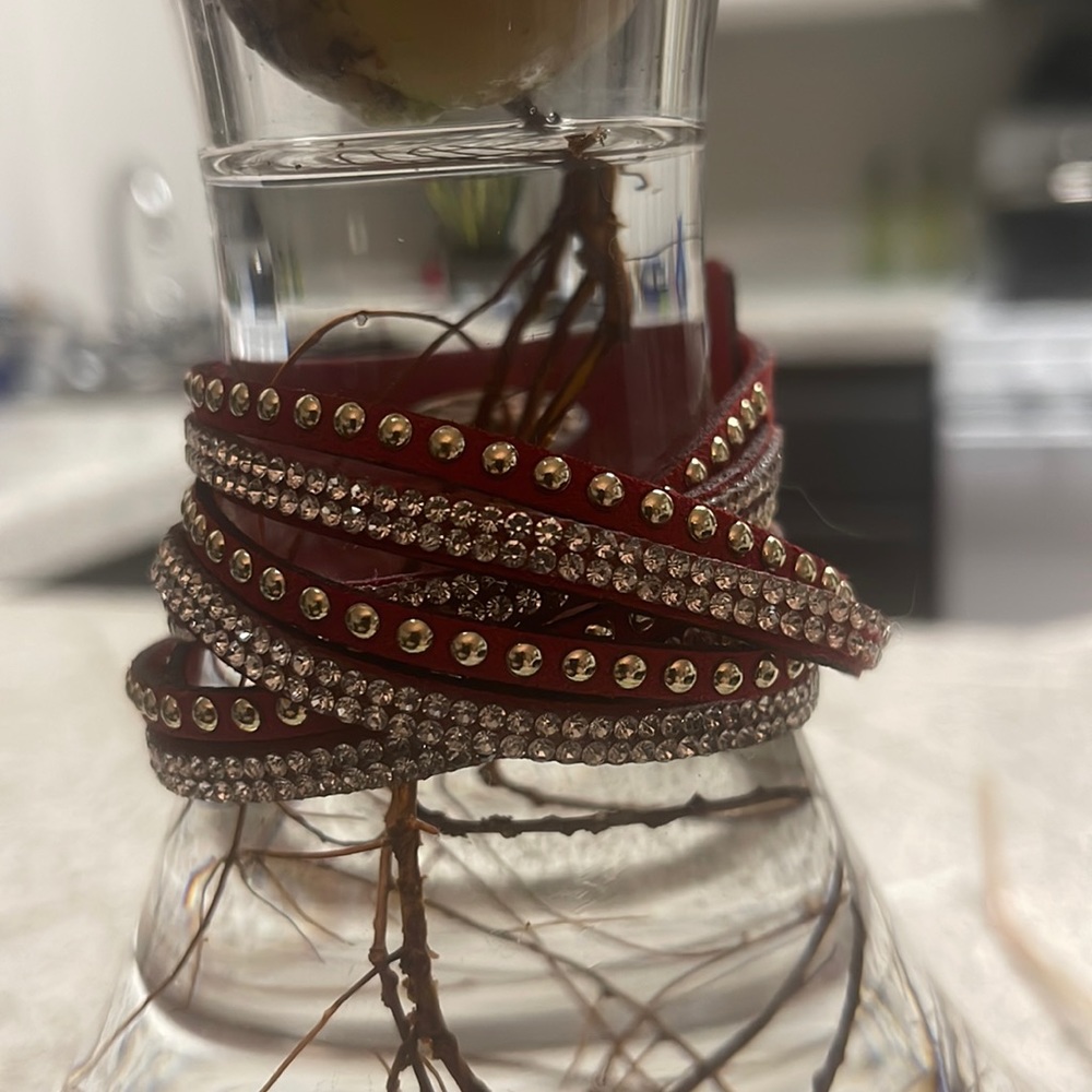 Red wrap adjustable vegan suede slaked bracelet